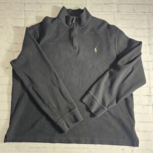 Polo Ralph Lauren Estate Rib Quarter Zip Pullover Sweater Black XL Faded Pony